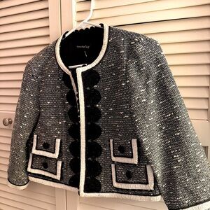 Nanette Lepore True Love Blazer Jacket Black/White Tweed NWT Luxury Designer